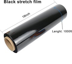80 GAUGE – 4 Rolls Black Shrink Wrap Stretch Film 18″ X 1000′ Total 4000 FT