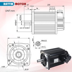 3.8KW 220V AC Servo Motor Driver CNC Controller Kit 15N.m 2500rpm φ22mm Shaft