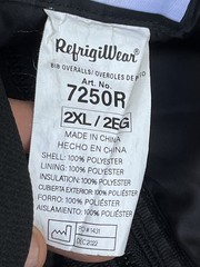 RefrigiWear 7250R Freezer Edge Insulated Bib Overalls Hi Vis 2XL Gray -30F