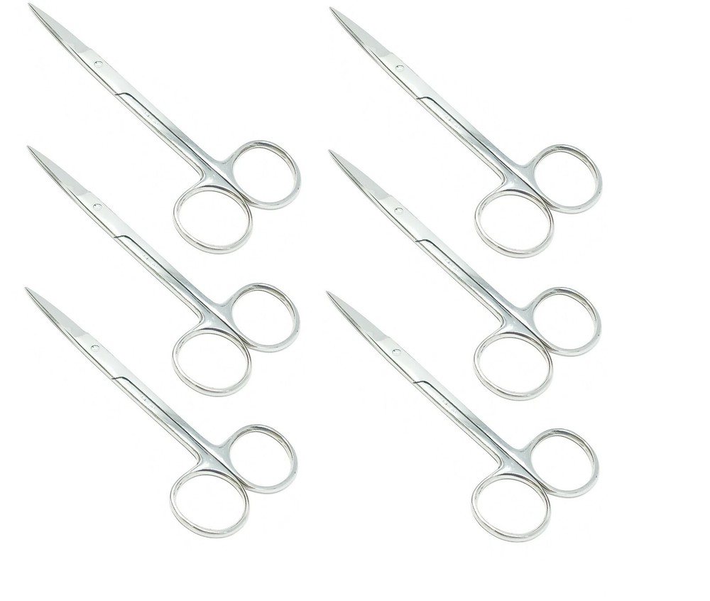 6 Iris Scissors 4.5″ Straight Surgical Dental Instrument Stainless Steel