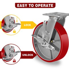 8 Inch Caster Wheels Heavy Duty,Capacity 1500-6000LB
