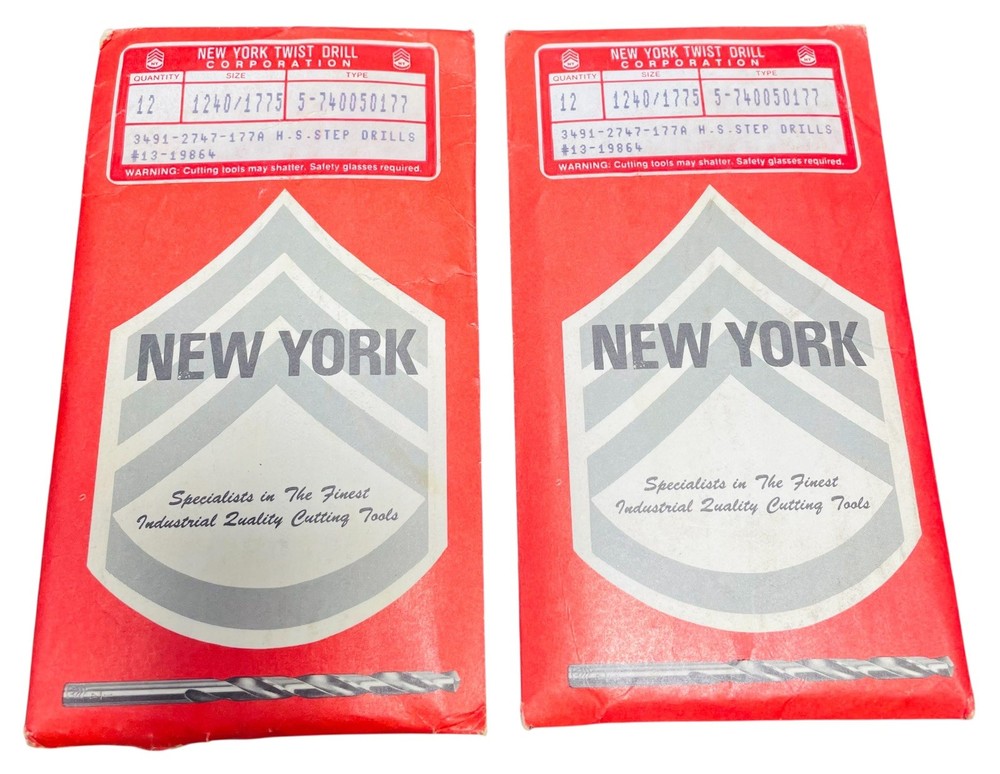 Lot of 24 New York Twist Drill HSS Step Drills 3491-2747-177A – Made in USA