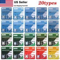 US 100pcs Dental Diamond Burs Kit for High Speed Handpiece Medium FG 1.6MM