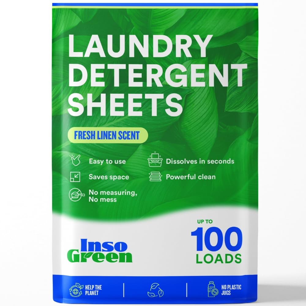 Eco Washer Sheets Detergent – 100 Loads, Zero Plastic 100 Count (Pack of 1)