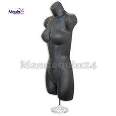 2 Pack Female Torso Body Mannequin Dress Form Flesh & Black Set 2 Stands 2 Hooks