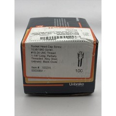 Unbrako Socket Head Cap Screw #10-24 UNC Thread 1-1/4″ Partially Threaded 100