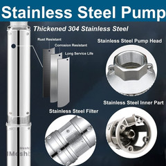 3/4 HP 3″ Deep Well Submersible Pump, 115V, 13 GPM, 247 ft MAX,60Hz, 1.25 in NPT