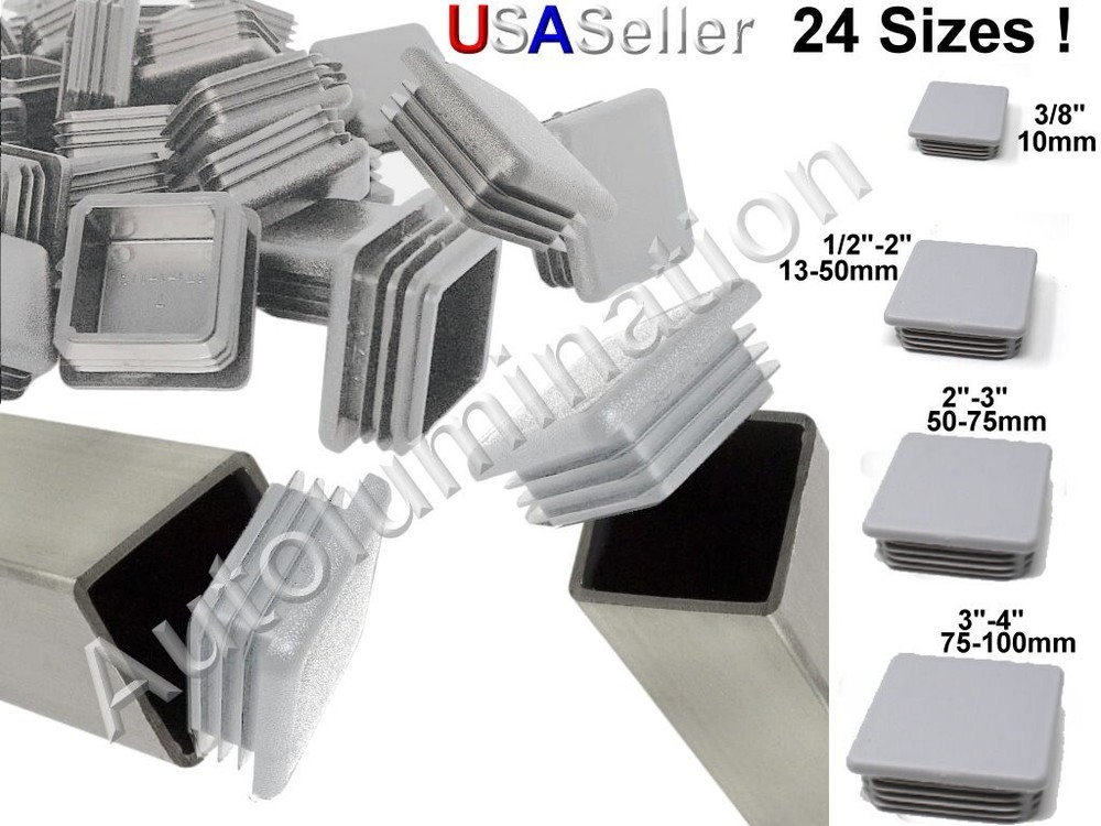 Plastic Grey Blanking End Cap Caps Tube Pipe Inserts Plug Bung Steel Tubing Leg
