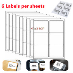 4″x3 1/3″ Laser Ink Jet Blank Address Shipping Labels Self Adhesive 6 per sheet