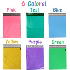 10×13″ Pink Teal Purple Blue Yellow Green Poly Mailers Flat Shipping Bags Combo