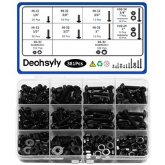 381-Piece Stainless Steel Machine Screws Nuts Bolts Assortment Kit #6 #8 #10 …