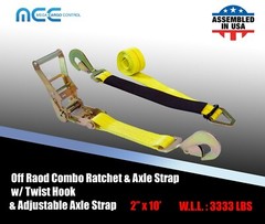 USA 2″ x 10′ Axle Strap Car Trailer Hauler Ratchet Tie Down Strap w/ Snap Hook