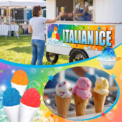 Italian Ice Banners Sign 2 X 10 Feet Italian Ice Flag Oxford Fabric Banners with