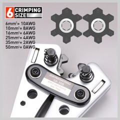 Cable Lug Crimper Tool 6-50mm² Wire Crimping Pliers Cutter 10,8,6,4,2,1/0 AWG