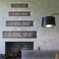 USS BERGALL SSN 667 Vintage Street Sign us navy ship veteran sailor rustic gift
