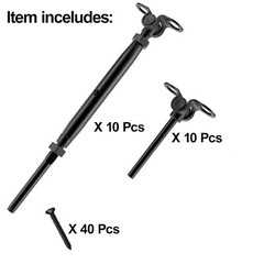 10 1/8″ Black Cable Railing T316 Stainless Steel Swage Hardware Turnbuckle Kit