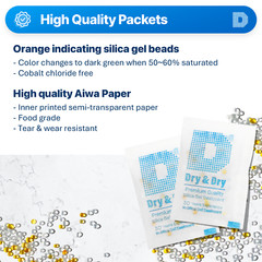 5 gram X 60 Packets “Dry & Dry” Food Grade Orange Indicating Silica Gel Packets