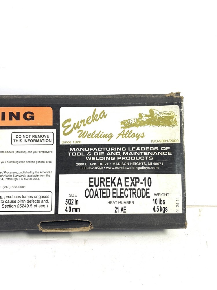 New 10 Pounds 5/32 in Eureka EXP-10 Coated Welding Electrode Cast Iron Base Weld