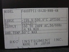 RKC F400FP11-8-JH-NNN-4N Temperature Controller, Range: -199.9-500.0’C JPT1
