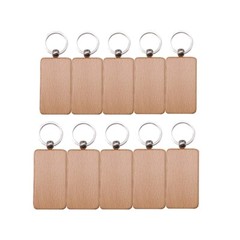 40pcs/pack Rectangle Blank Wood Keychain Diy Custom Wood Key Chains Key Tags