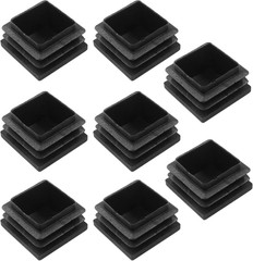 8 Pack 1-1/4″ Square Plastic Plugs, Black Tubing End Caps Plugs Insert for Squar