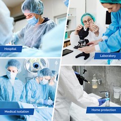 JMU Disposable Isolation Gowns Soft PP Medical Gowns Elastic Cuff 10pcs/pk
