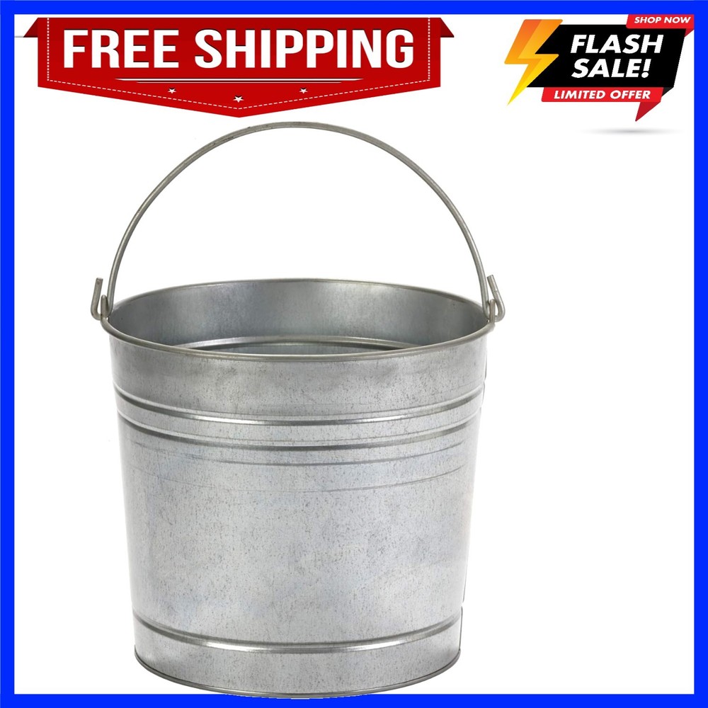 Galvanized Dairy Pail 10 Quart Metal Utility Bucket with Handle for Gardening…
