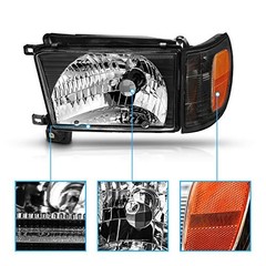 AmeriLite Replacement Halogen Headlights With Corner Lamp + Bracket For