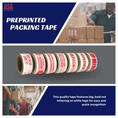‘STOP IF SEAL IS BROKEN’ red letters on white tape, 2″x2milx110yd, 1 Roll