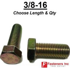 3/8-16 Grade 8 Hardened Hex Cap Screw Bolt Yellow Zinc (All Sizes & Qtys) 3/8″