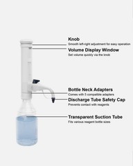 Bottle Top Dispenser Adjustable 0.5-60ml Lab Chemicals Liquid 5 Adapters