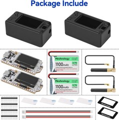 2 Sets Meshtastic LoRa V3 ESP32 Board Heltec V3 + 915MHz Antenna + Case+ Battery
