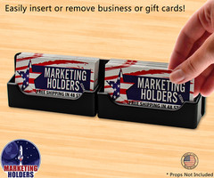 Black 2 Pocket Horizontal Business Card Holder Wall Mount Hanging Acrilyc