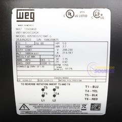 5HP WEG Air Compressor Electric Motor 182/4T Rolled Steel Single Phase 208-230V