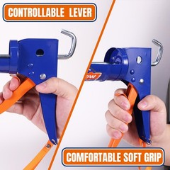 WADFOW Caulking Gun, No Drip Caulk Gun,9″ Free Hand Blue and Orange