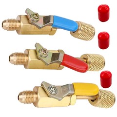 3PCS Brass Air Conditioning HVAC 1/4″ Shut Valve Adapter For AC Charging Hoses