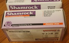 2-Pk Shamrock Latex Powder Free Exam Gloves 100 Count each Size Medium #10112