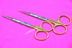 NEW 5 Premium GERMAN TC Iris Scissors 4.5″ Straight Surgical Dental Instruments