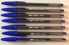 Lot of 7 BLUE Bic Cristal Ballpoint Pens 1.6mm, Xtra-Bold