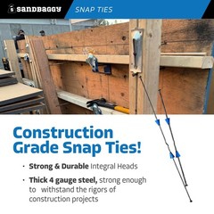 Sandbaggy 8″ Snap Ties For Concrete Forms – 1″ Plastic Cones – Short & Long End