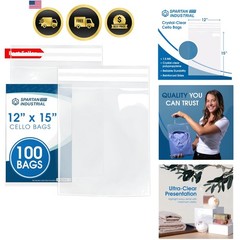 12″ X 15″ Self-Sealing Cellophane Bags 100 Count Clear Poly Packaging for Clo…