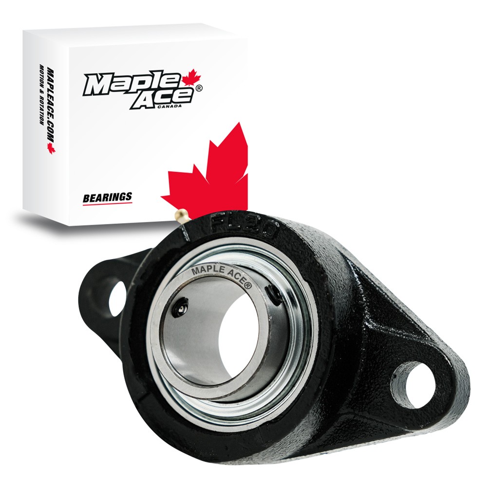 UCFL204 Flange Bearing 20mm Bore, Oval 2-Bolt, Solid Base, 3 Lips Seal (Qty 1)