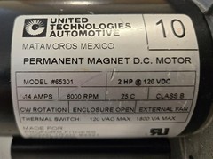 Treadmill motor P/N 65301 2HP 120VDC – United Tech – 6000RPM 14A Proform