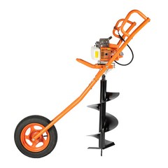 63cc 3hp Post Hole Digger Gas Powered Earth Auger Drill Wheeled w/11″ Auger Bit