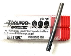 Accupro 86817897 3/16″ 4FL Corner Radius End Mill .015R Solid Carbide AlTiN NEW
