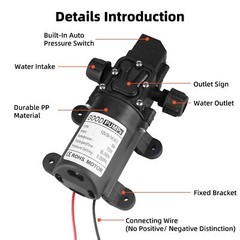 2Pack 12V Water Pump 130PSI Self Priming Pump Diaphragm High Pressure Switch