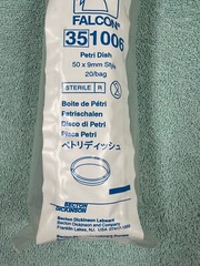 Falcon 351006 Petri Dish 50 x 9mm 20/bag Sterile Becton Dickinson Labware USA
