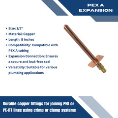 1) 1/2 PEX A STUB OUT WITH FLANGE 8″ TUBING, EXPANSION F1960
