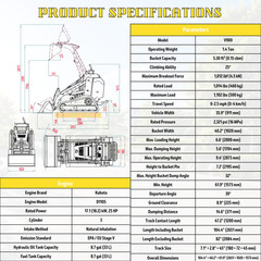TYPHON STOMP V900 1.4Ton Skid Steer Loader w Kubota 25HP 3-Cylinder D1105 Engine