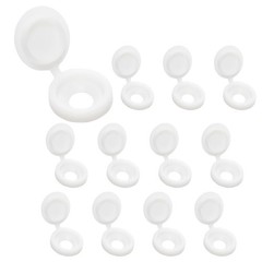 100 White Plastic Hinged Screw Caps Fold Screw Snap Covers Flip Tops Large
